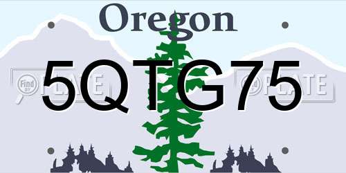 5QTG75 Oregon License Plate