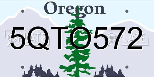 5QTO572 Oregon License Plate