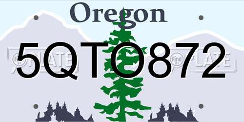 5QTO872 Oregon License Plate