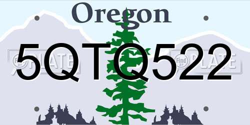 5QTQ522 Oregon License Plate