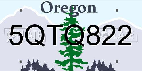5QTQ822 Oregon License Plate