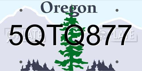 5QTQ877 Oregon License Plate