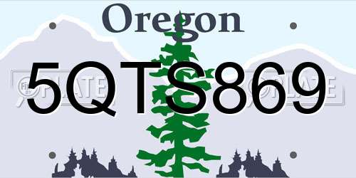 5QTS869 Oregon License Plate