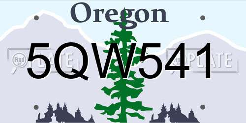 5QW541 Oregon License Plate