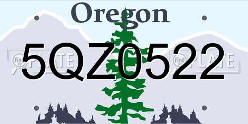 5QZ0522 Oregon License Plate