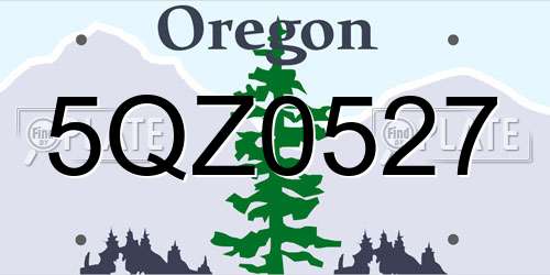 5QZ0527 Oregon License Plate