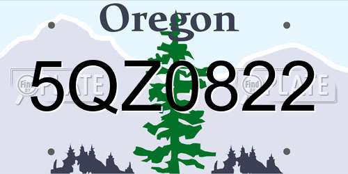5QZ0822 Oregon License Plate