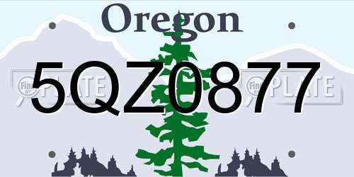 5QZ0877 Oregon License Plate