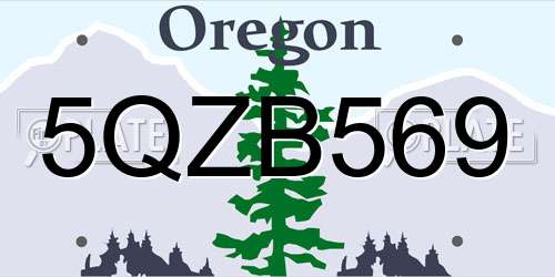 5QZB569 Oregon License Plate