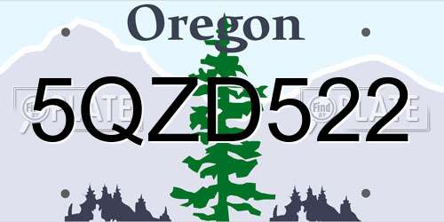 5QZD522 Oregon License Plate
