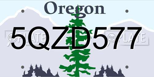 5QZD577 Oregon License Plate