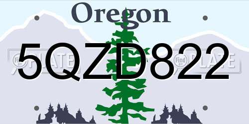 5QZD822 Oregon License Plate