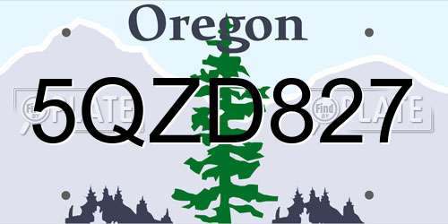 5QZD827 Oregon License Plate