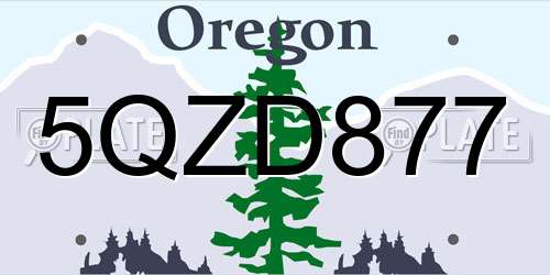 5QZD877 Oregon License Plate