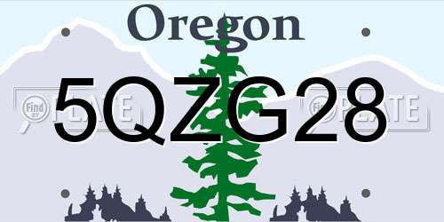 5QZG28 Oregon License Plate