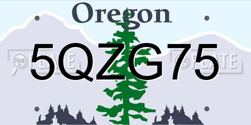 5QZG75 Oregon License Plate