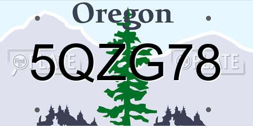 5QZG78 Oregon License Plate