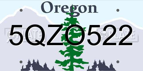 5QZO522 Oregon License Plate