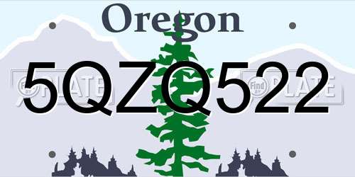5QZQ522 Oregon License Plate