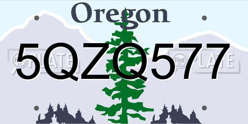5QZQ577 Oregon License Plate