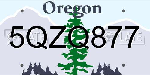 5QZQ877 Oregon License Plate