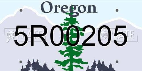 5R00205 Oregon License Plate