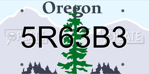 5R63B3 Oregon License Plate