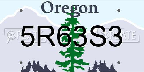 5R63S3 Oregon License Plate