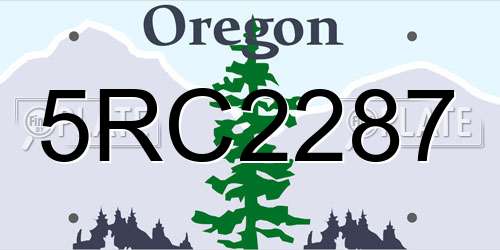 5RC2287 Oregon License Plate