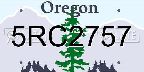5RC2757 Oregon License Plate