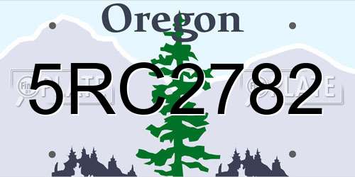 5RC2782 Oregon License Plate