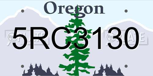 5RC3130 Oregon License Plate