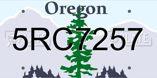 5RC7257 Oregon License Plate