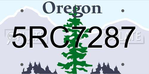 5RC7287 Oregon License Plate