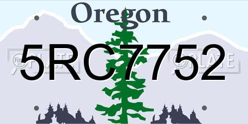 5RC7752 Oregon License Plate