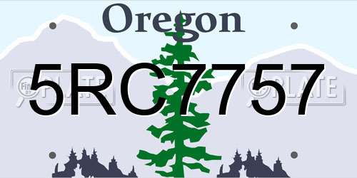 5RC7757 Oregon License Plate