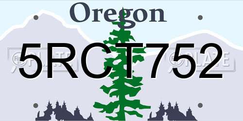 5RCT752 Oregon License Plate