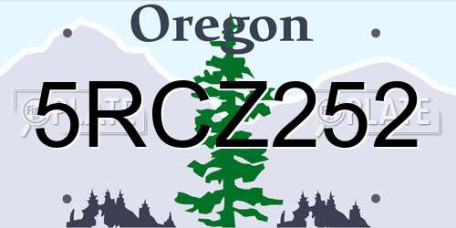 5RCZ252 Oregon License Plate