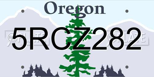 5RCZ282 Oregon License Plate