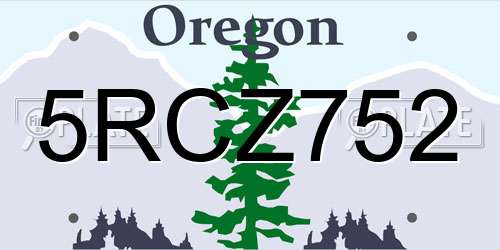 5RCZ752 Oregon License Plate