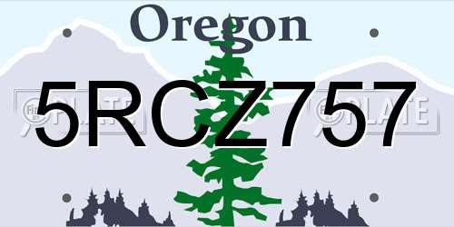 5RCZ757 Oregon License Plate
