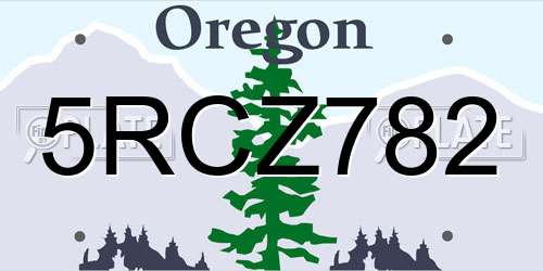 5RCZ782 Oregon License Plate