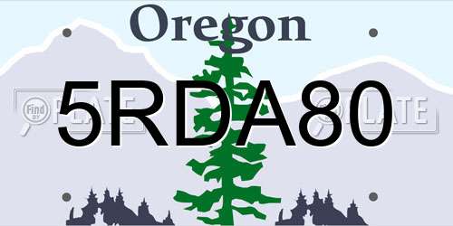 5RDA80 Oregon License Plate