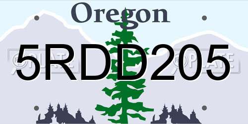 5RDD205 Oregon License Plate