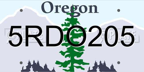 5RDO205 Oregon License Plate