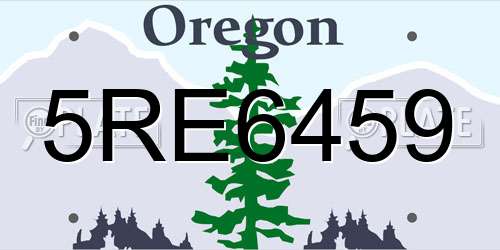 5RE6459 Oregon License Plate