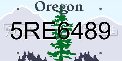 5RE6489 Oregon License Plate