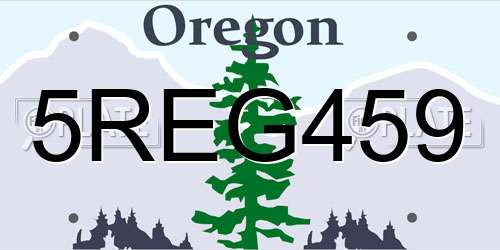 5REG459 Oregon License Plate