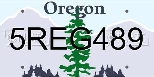 5REG489 Oregon License Plate