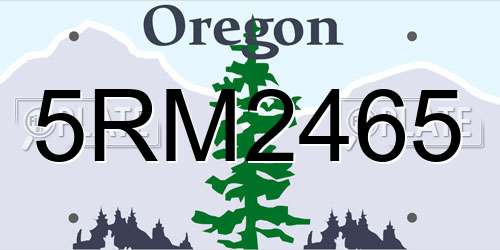 5RM2465 Oregon License Plate
